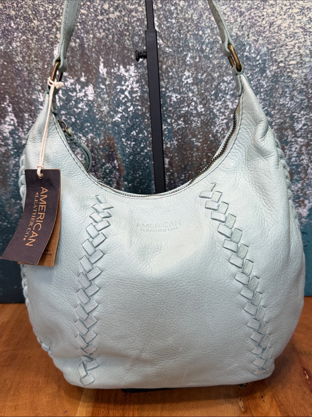 American Leather Co Boho Katy Light Teal Leather Crossbody NWT